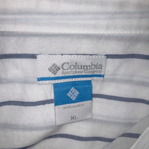 Columbia white/blue striped lightweight button front shirt size XL - Picture 5 of 5